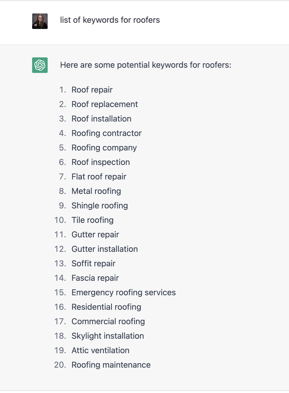 ChatGPT Keywords